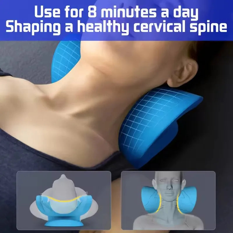 Neck & Shoulder Stretcher – Cervical Traction Pillow for Pain Relief, Spine Alignment & Muscle Relaxation