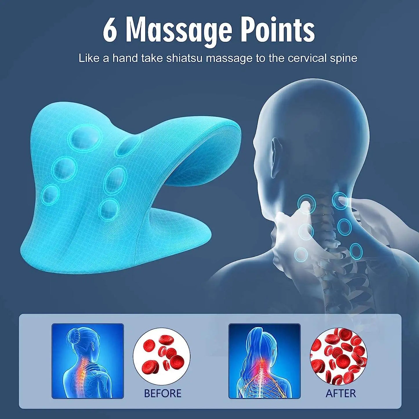 Neck & Shoulder Stretcher – Cervical Traction Pillow for Pain Relief, Spine Alignment & Muscle Relaxation