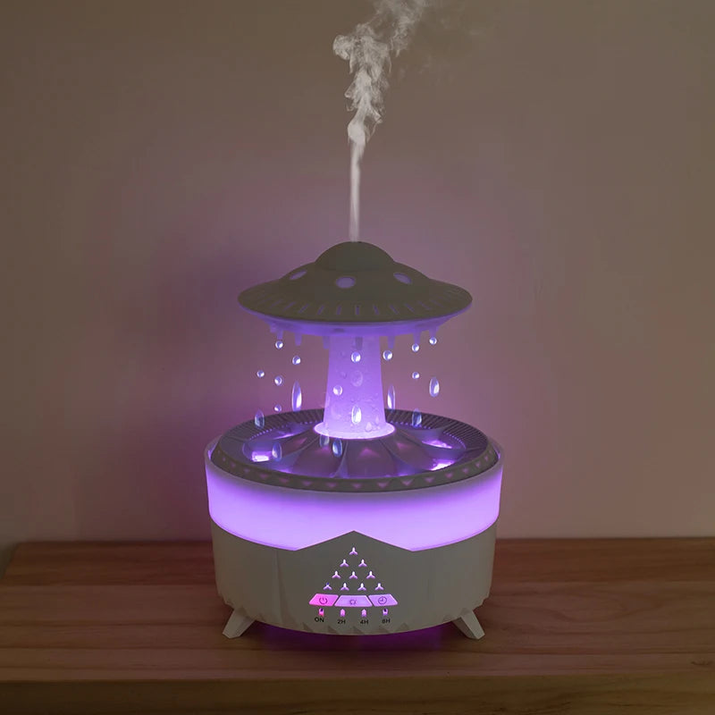350ml Rain Cloud Aroma Diffuser – USB Mini Air Humidifier with Remote & Colorful Light