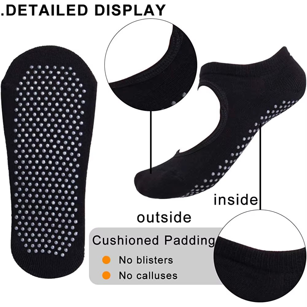 Backless Non-Slip Pilates & Yoga Socks – Barefoot Grip Socks for Women’s Workout, Dance & Gym