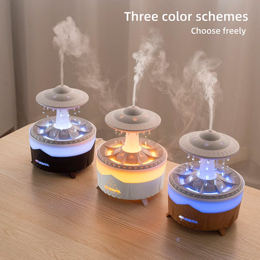 350ml Rain Cloud Aroma Diffuser – USB Mini Air Humidifier with Remote & Colorful Light