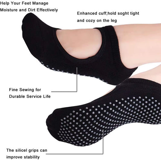 Backless Non-Slip Pilates & Yoga Socks – Barefoot Grip Socks for Women’s Workout, Dance & Gym